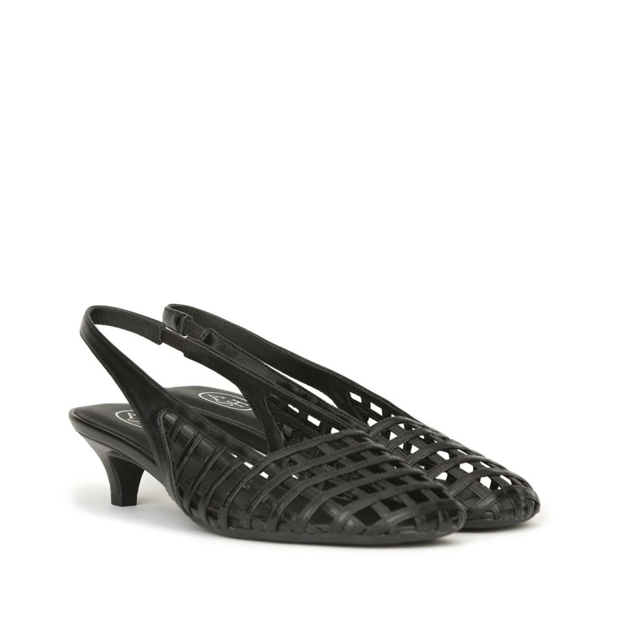 ASH black leather basketred ENJI slingback