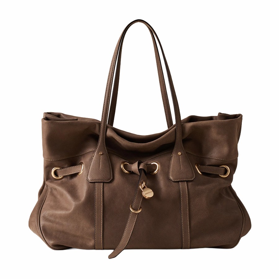 Borbonese borsa shopping Privè Pelle Mud