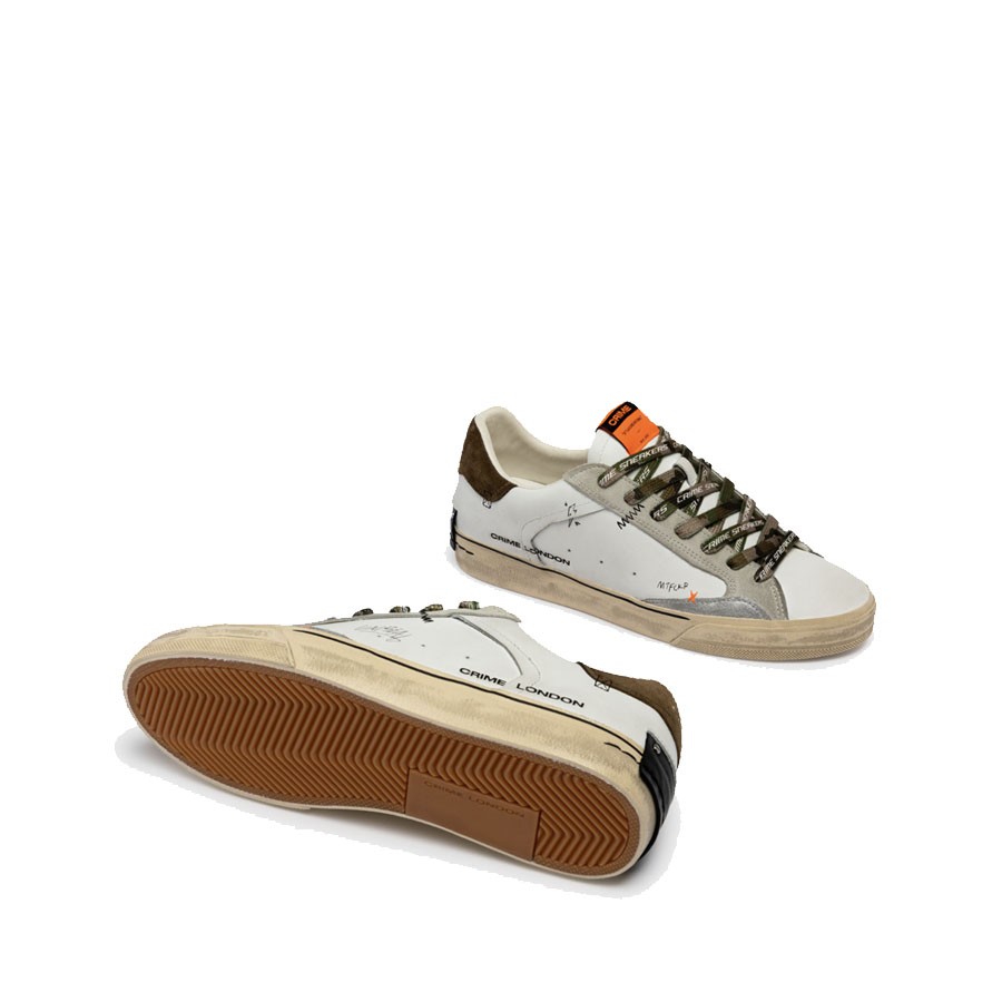 Crime London sneakers uomo  DISTRESSED  DECONSTRUCTED MILITARY GREEN