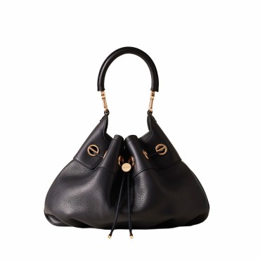Borbonese medium Hobo bag in black leather