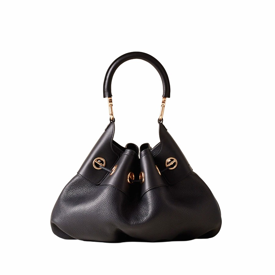 Borbonese borsa Hobo medium Collier pelle nero