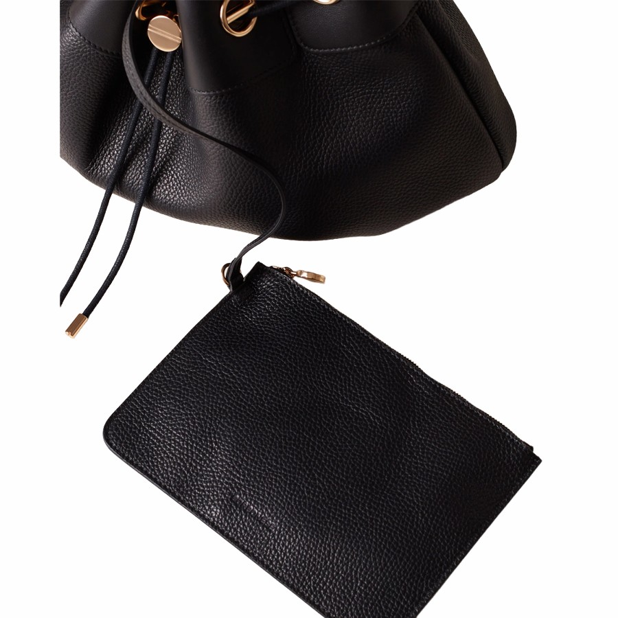 Borbonese medium Hobo bag in black leather