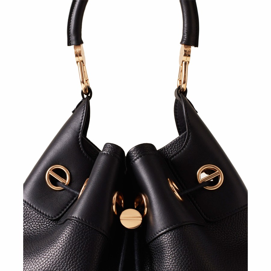 Borbonese medium Hobo bag in black leather