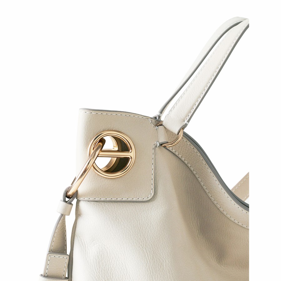 Borbonese borsa shopping London large Pelle white cotton
