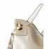 Borbonese London Large Leather Shopping Bag in White Cotton