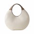 Borbonese Full Moon Large Hobo Bag in White Cotton Leather