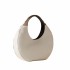 Borbonese Full Moon Medium Hobo Bag in White Cotton Leather