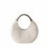 Borbonese borsa hobo medium Full Moon pelle White Cotton Cuoio