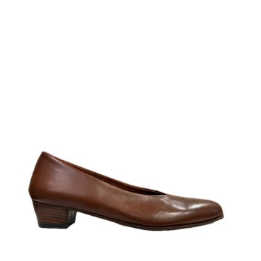 Women's PANTANETTI decolette in leather delavè old brandy