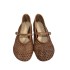 Women's PANTANETTI with perforated leather in braided peach