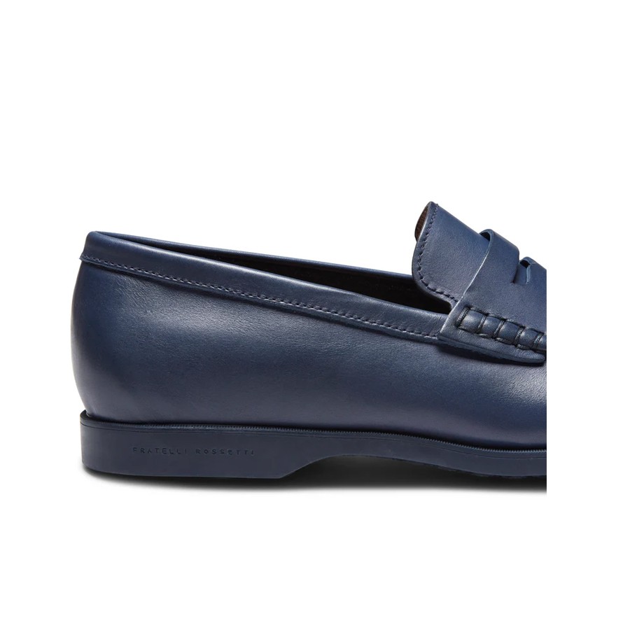 BROTHERS ROSSETTI men's shoe navy leather moccasin