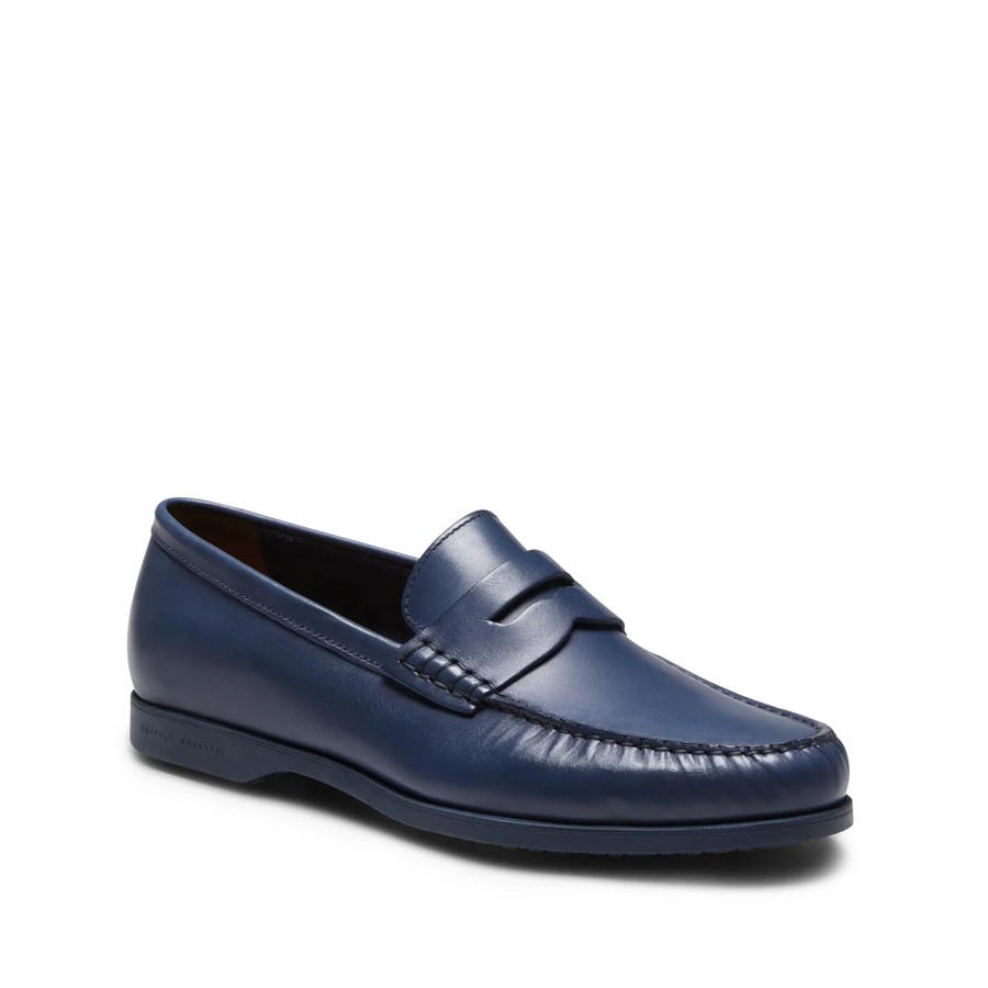 BROTHERS ROSSETTI men's shoe navy leather moccasin