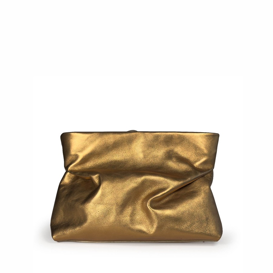 Vic Matiè Clutch Gisele Soft Bronze Leather