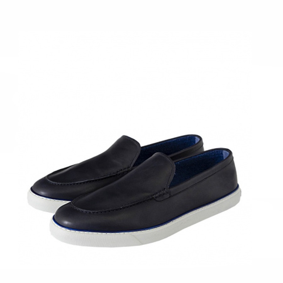 FRATELLI ROSSETTI mocassino Yacht  in pelle cervo blu navy