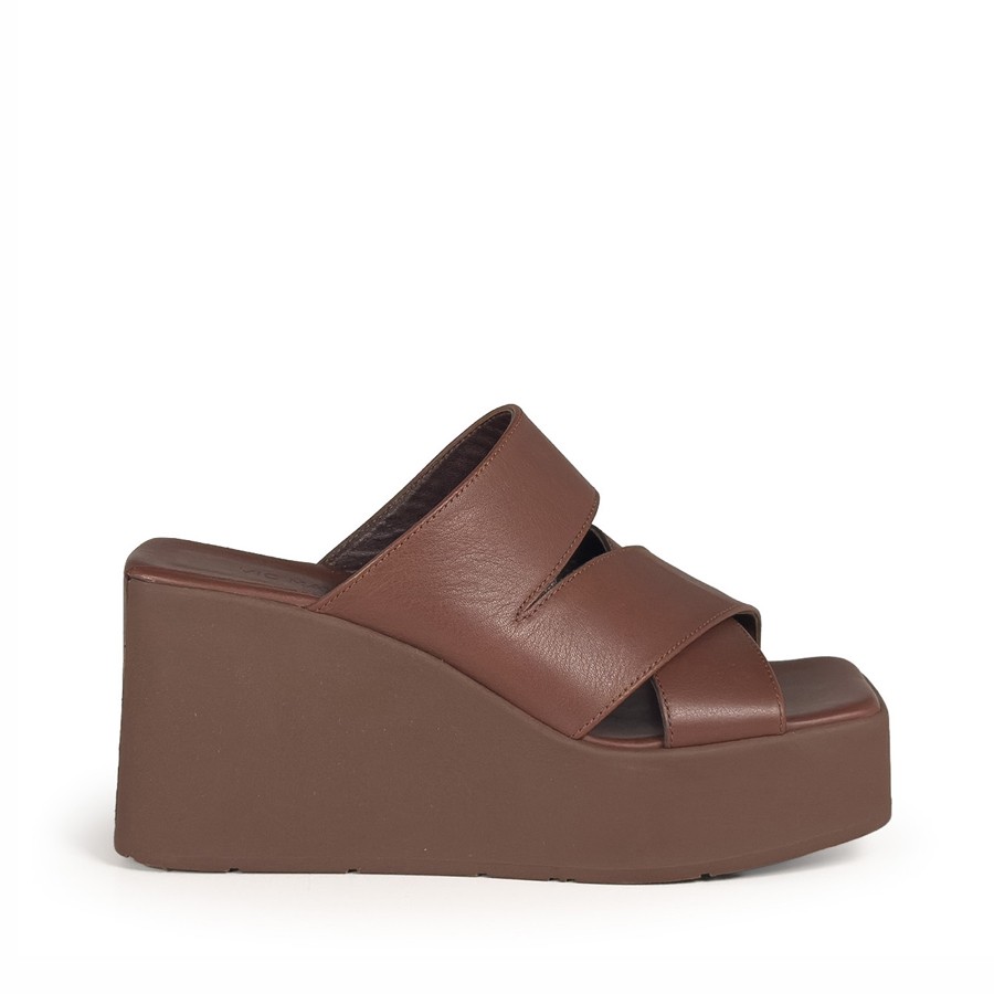 Vic Matiè mule sandal wedge sandal K10 Block ebony leather bands