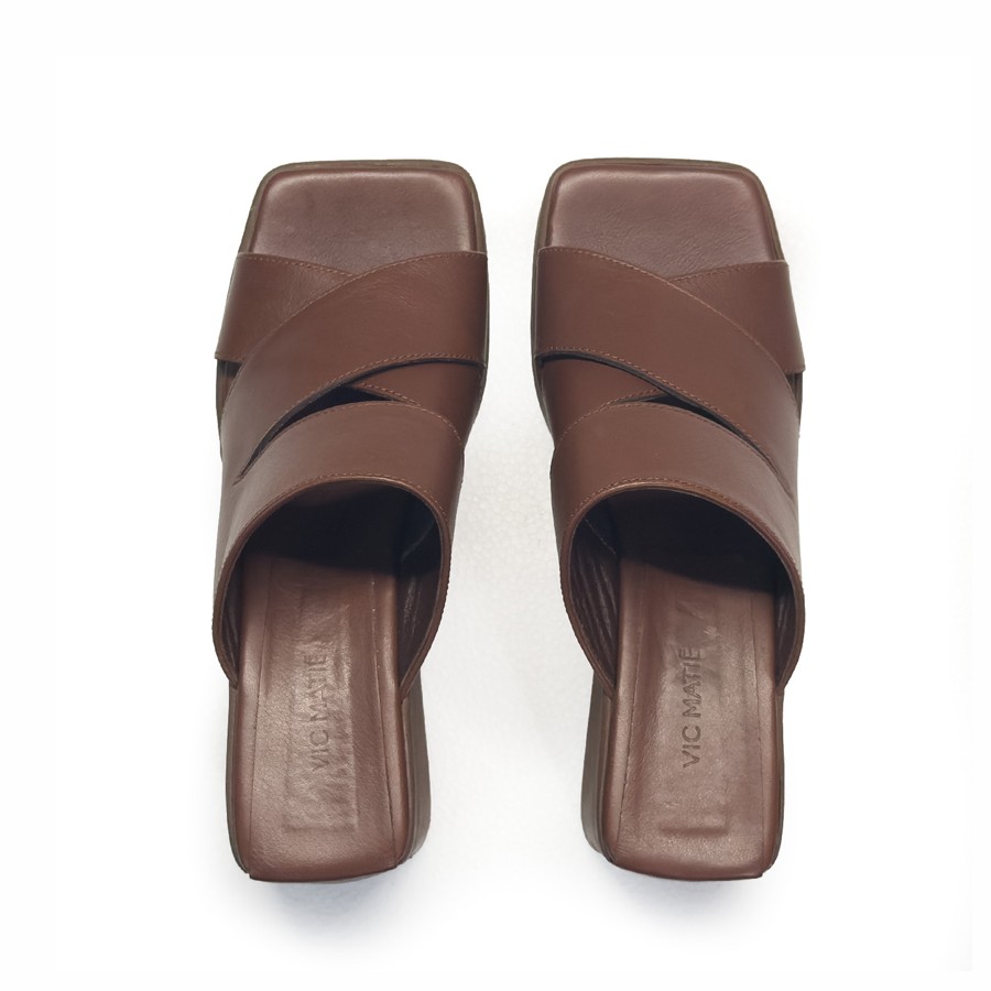Vic Matiè mule sandal wedge sandal K10 Block ebony leather bands