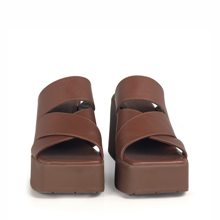 Vic Matiè mule sandal wedge sandal K10 Block ebony leather bands