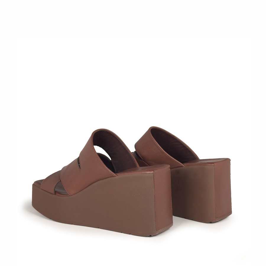 Vic Matiè mule sandal wedge sandal K10 Block ebony leather bands