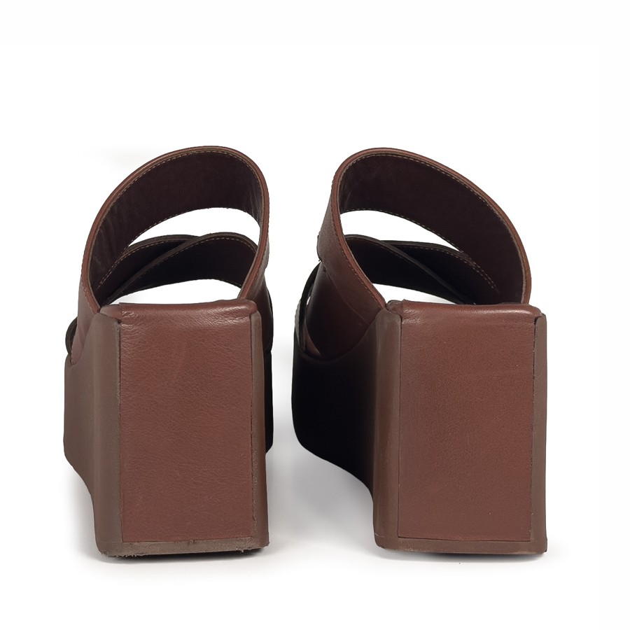 Vic Matiè mule sandal wedge sandal K10 Block ebony leather bands