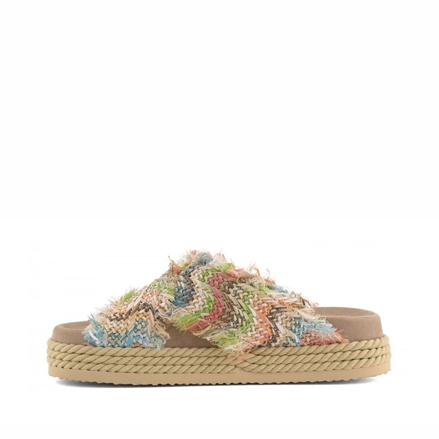 Mou Criss-cross multicolor raffia sandal Primavera