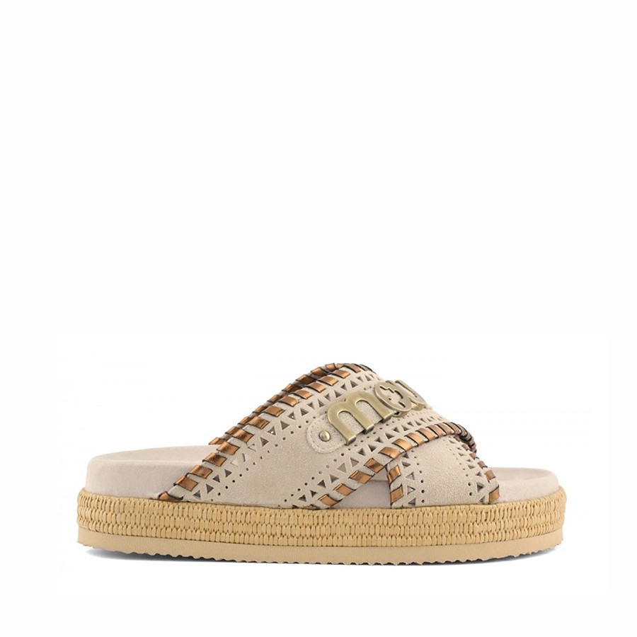 Mou Criss-cross sandal metal stitching Calk