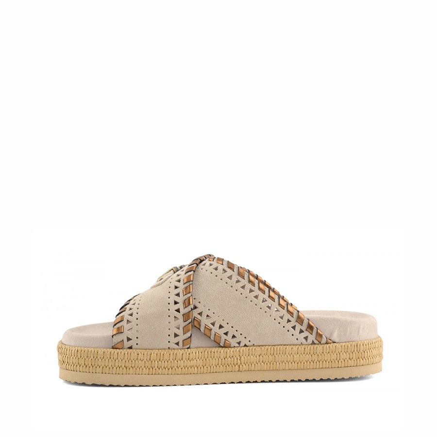 Mou Criss-cross sandal metal stitching Calk