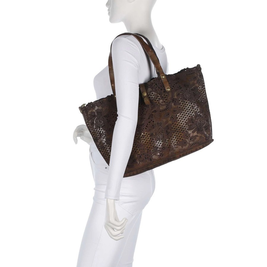 Campomaggi Bella Di Notte Pietrasanta shopping bag, military green laser