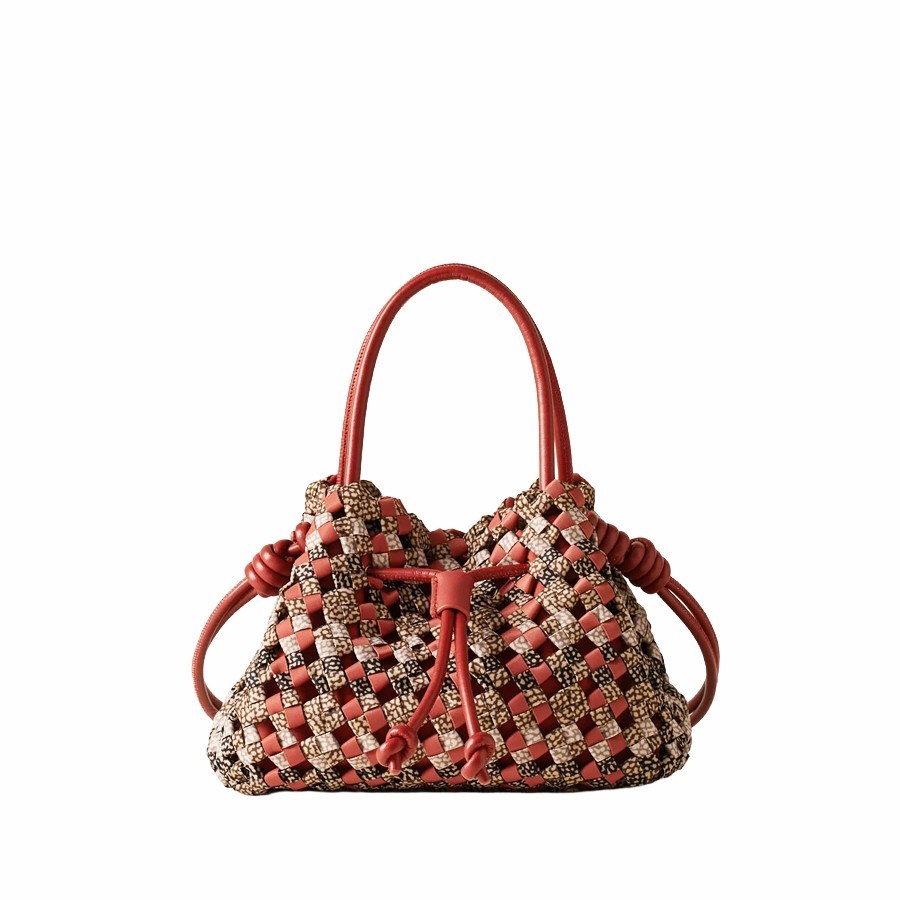 Borbonese borsa a mano mini  La Nido tessuto riciclato Op Multicolor Red papaya