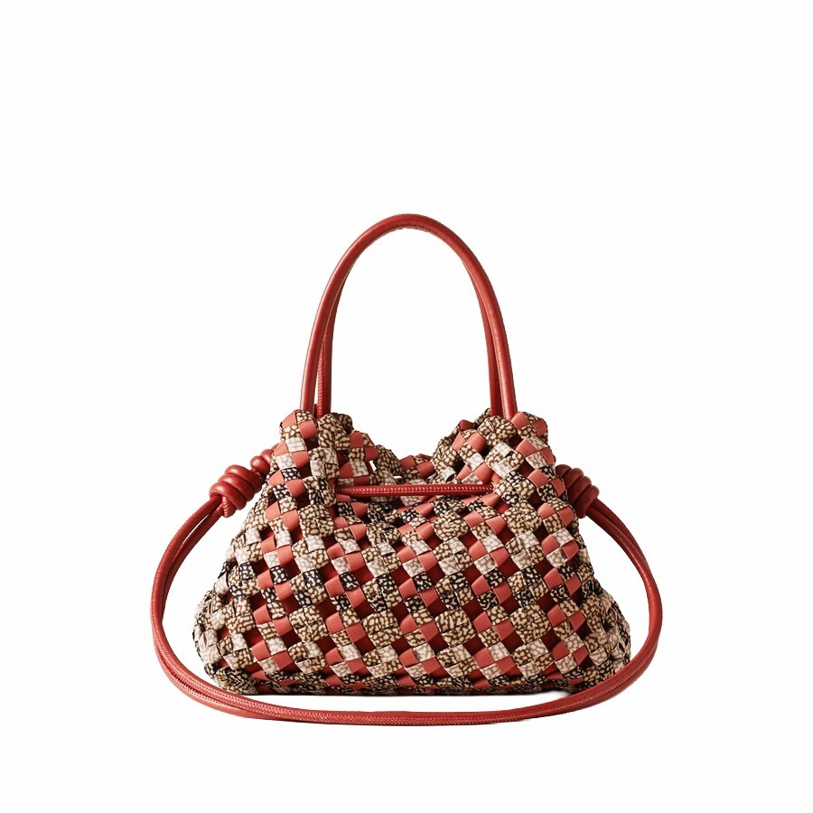 Borbonese borsa a mano mini  La Nido tessuto riciclato Op Multicolor Red papaya