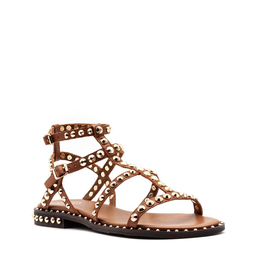 Ash PRECIOUSWomen's Sandal Bands Studs cuoi/Gold