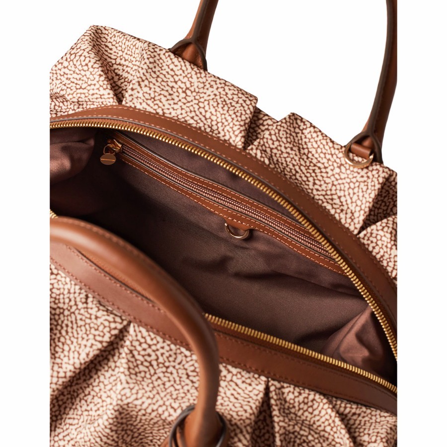 BorbBorbonese large VIS A VIS trunk bag in beige brown Op fabric