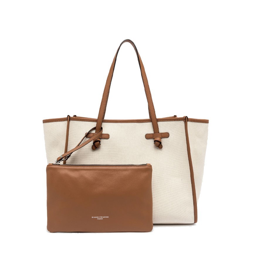 Gianni Chiarini MARCELLA shoulder bag in cream-rope-caramel fabric