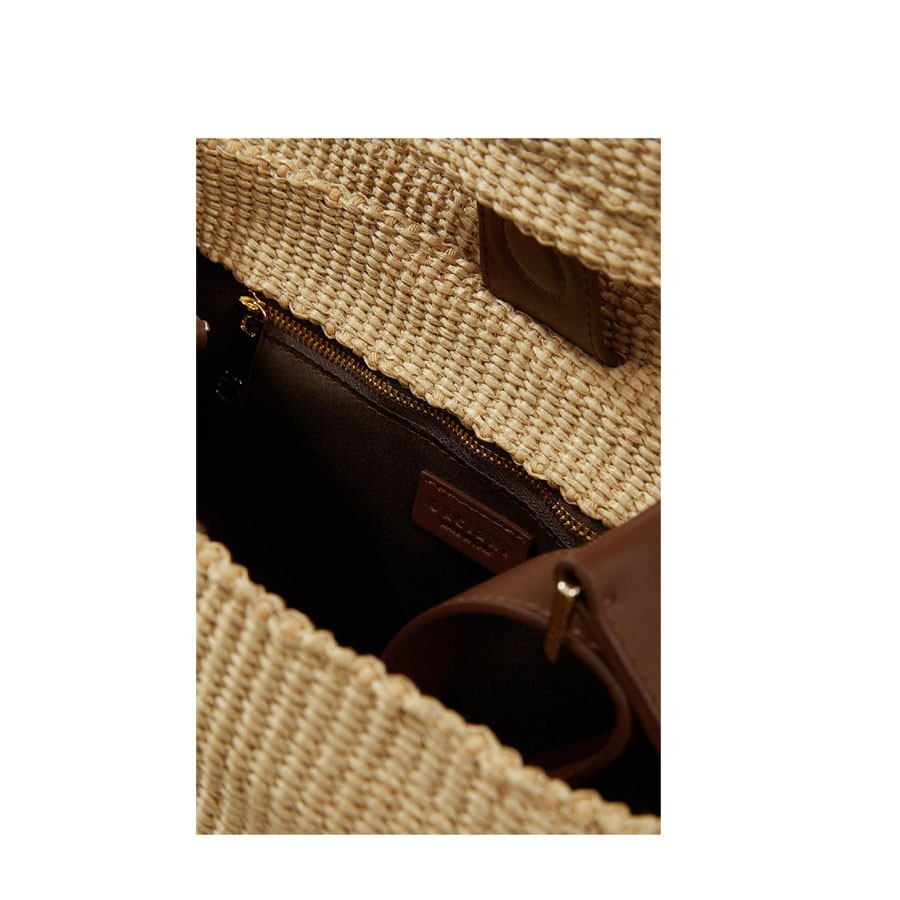ORCIANI Sveva medium raffia bag with shoulder strap