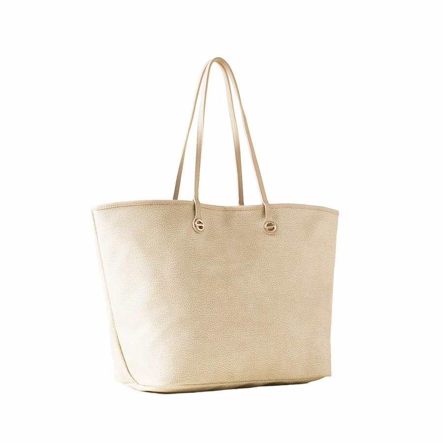 Borbonese large shopping bag Flight Op coated canvas sand