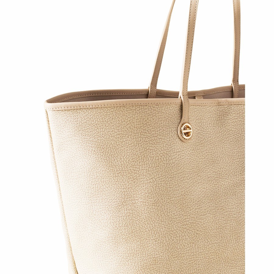 Borbonese large shopping bag Flight Op coated canvas sand