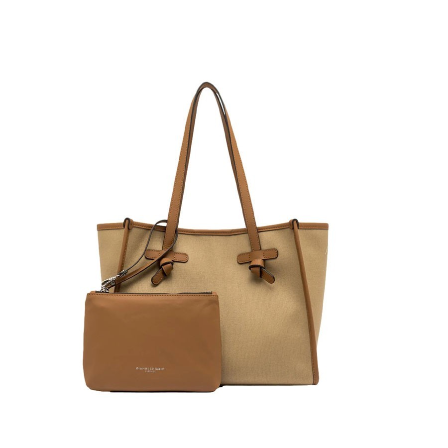 Gianni chiarini Borsa a spalla MARCELLA  media in tessuto corda-cuoio-caramel