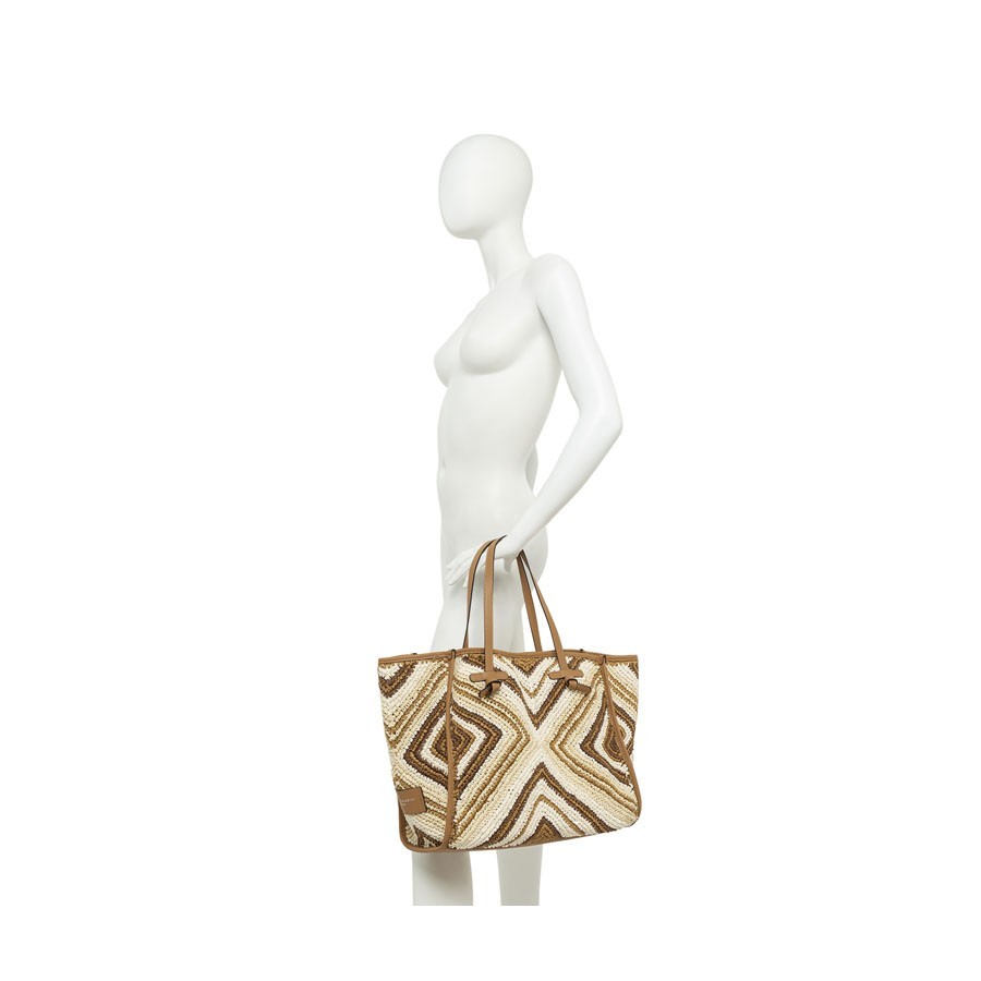 Gianni chiarini MARCELLA medium shoulder bag in blush-panna-clay fabric