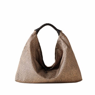 Borbonese borsa Hobo madium Plie Tessuto Op Opnaturale nero