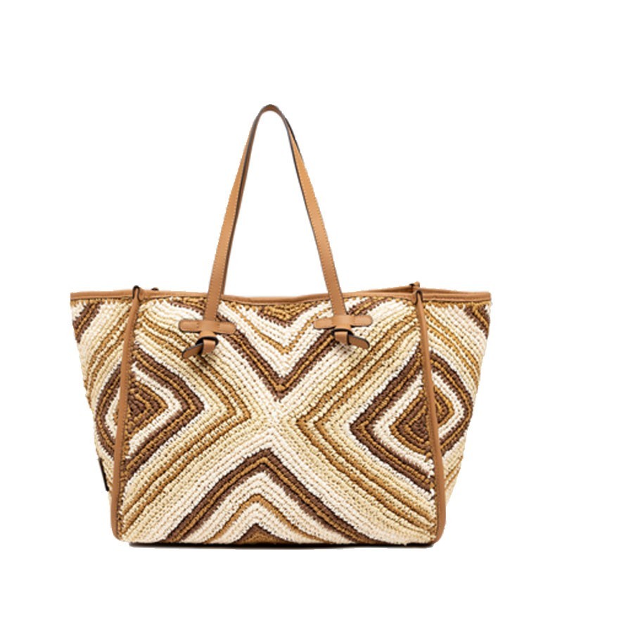Gianni chiarini MARCELLA medium shoulder bag in blush-panna-clay fabric