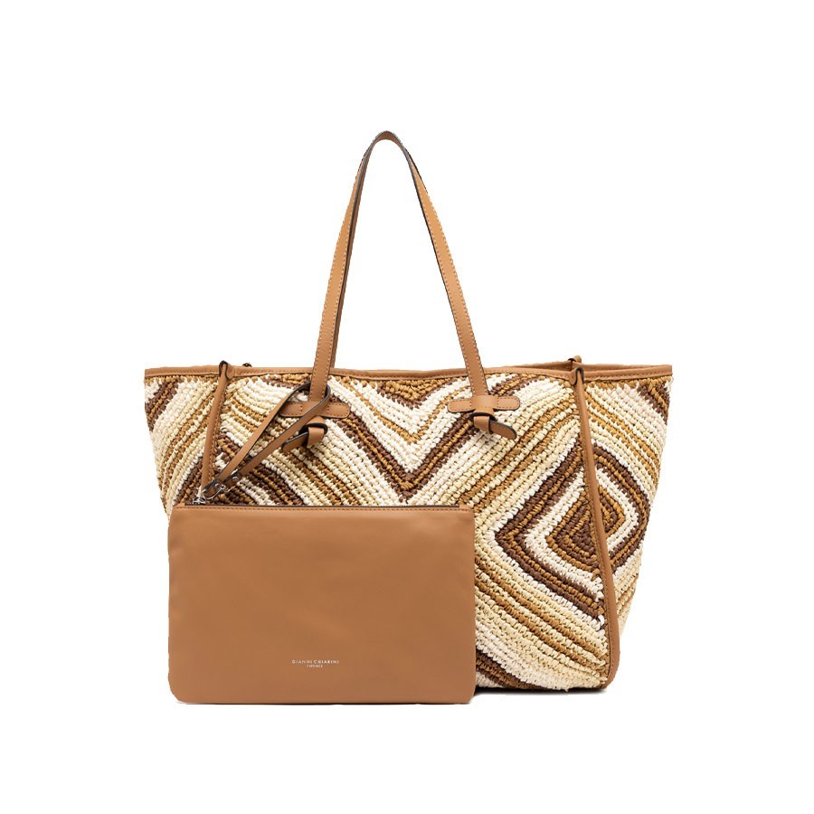 Gianni chiarini MARCELLA medium shoulder bag in blush-panna-clay fabric