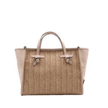 Gianni chiarini MARCELLA medium shoulder bag in blush-panna-clay fabric