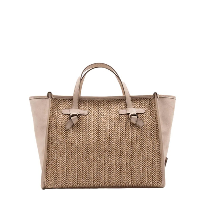 Gianni chiarini MARCELLA medium shoulder bag in blush-panna-clay fabric