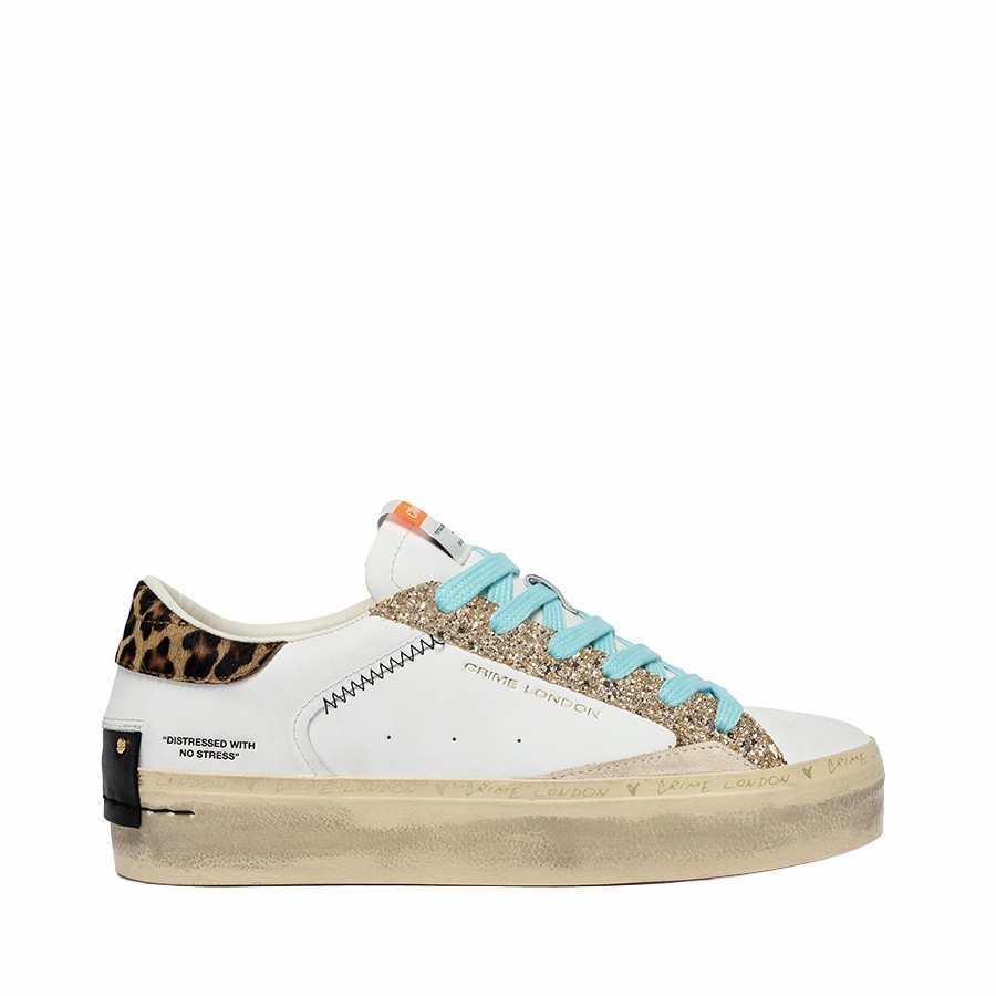 Crime London sneakers donna Distressed Platform Tropical gold