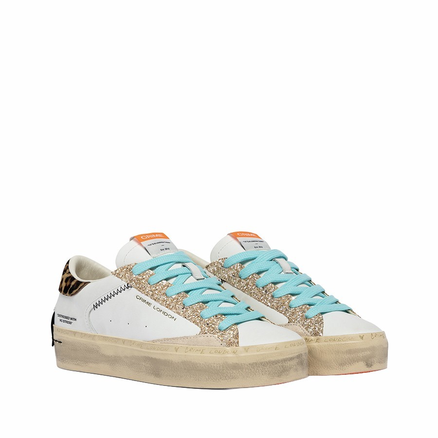Crime London sneakers donna Distressed Platform Tropical gold