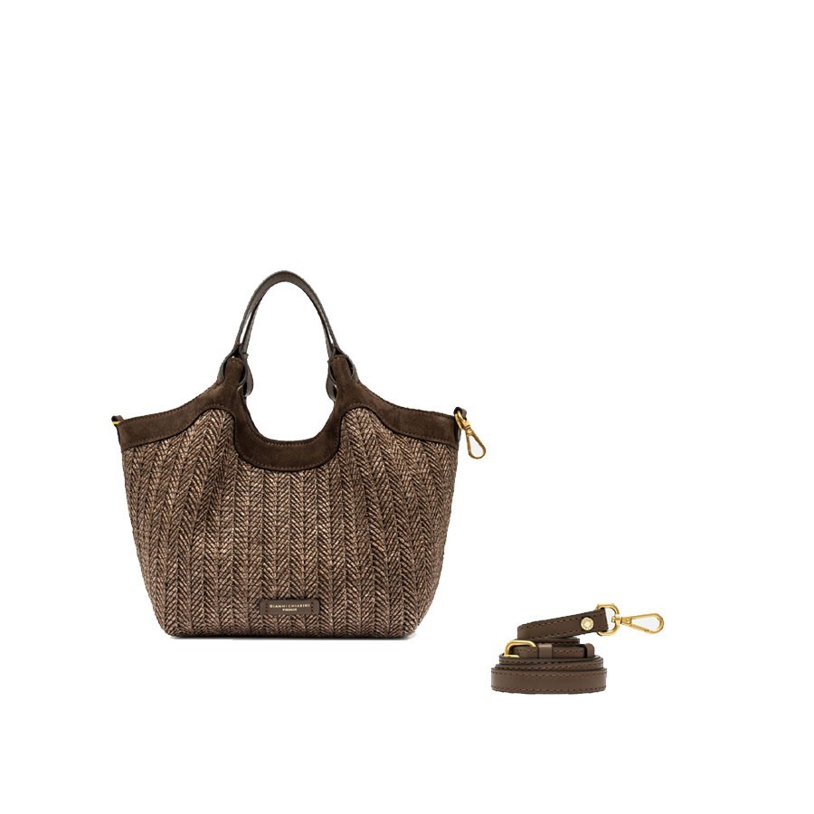 Gianni Chiarini DUA small shoulder bag in woven straw