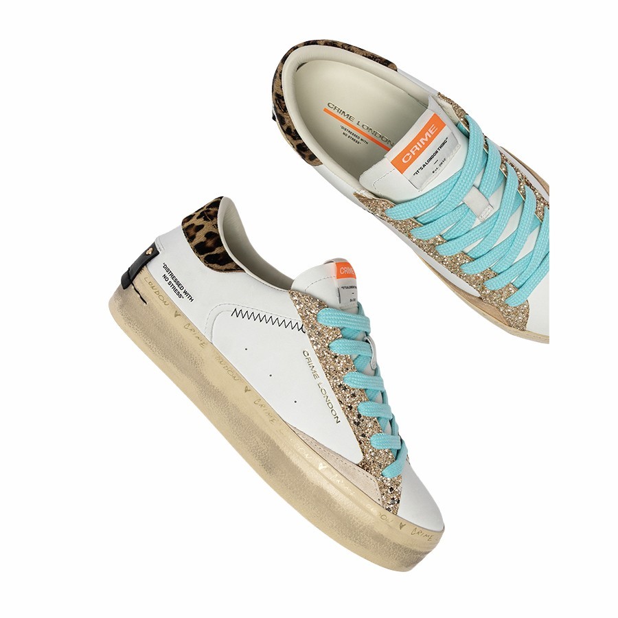 Crime London sneakers donna Distressed Platform Tropical gold
