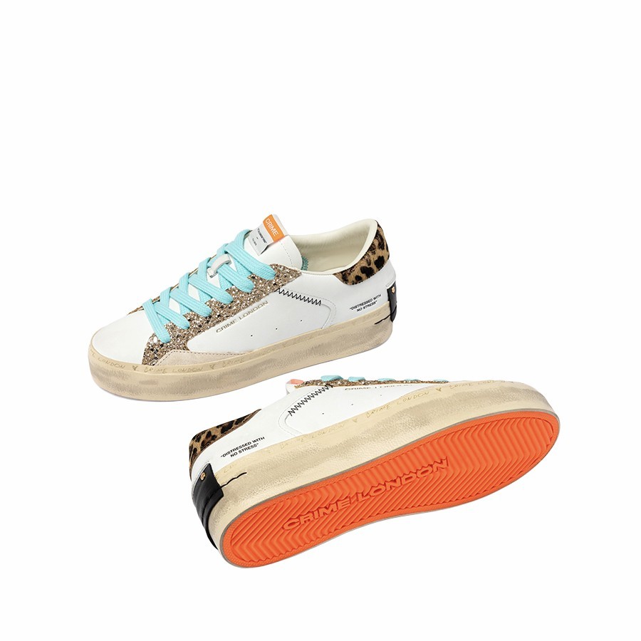 Crime London sneakers donna Distressed Platform Tropical gold