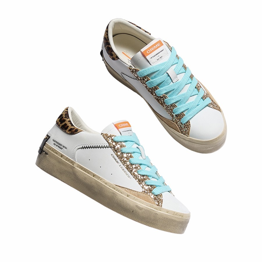 Crime London sneakers donna Distressed Platform Tropical gold