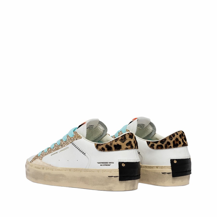 Crime London sneakers donna Distressed Platform Tropical gold