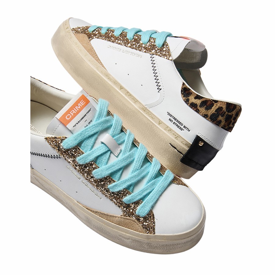 Crime London sneakers donna Distressed Platform Tropical gold